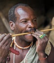 Hazabe bushman of the hadza tribe in traditional beaded jewelry Royalty Free Stock Photo