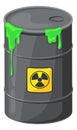 Hazard barrel with dripping green liquid. Radioactive waste icon Royalty Free Stock Photo