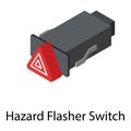 Hazard flasher switch icon, isometric style Royalty Free Stock Photo