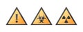 Hazard icons, vector yellow triangle warning signs Royalty Free Stock Photo