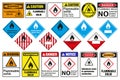 Hazard signs, combustible materials if liquid enters Royalty Free Stock Photo