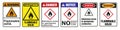 Hazard signs, combustible materials if liquid enters Royalty Free Stock Photo