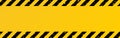 Hazard texture. Yellow and black template. Warning with diagonal stripes. Construction border design. Industrial banner Royalty Free Stock Photo