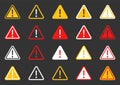 Hazard warning attention icon set, signs warning of the danger Royalty Free Stock Photo