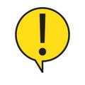 Hazard warning attention sign with exclamation mark symbol in a speech bubble, vector illustration Royalty Free Stock Photo