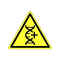 Hazard warning attention sign with symbol GMO, genetically modified DNA yellow icon. Royalty Free Stock Photo