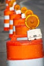 Hazard warning bollards Royalty Free Stock Photo