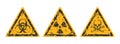 Hazard warning sign and pictograms for toxic, radioactive and biological materials. Management of hazardous substances and Royalty Free Stock Photo