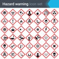 Hazard warning signs. Set of signs warning about danger. 42 high quality hazard symbols and elements. Danger icons. Vector illustr Royalty Free Stock Photo