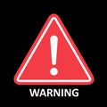 Hazard warning symbol vector icon flat sign symbol with exclamation mark isolated on black background Royalty Free Stock Photo