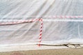 Hazard warning tape on construction site Royalty Free Stock Photo