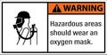 Hazardous areas should wear an oxygen mask. label warning Royalty Free Stock Photo