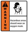 Hazardous areas should wear an oxygen mask. label warning Royalty Free Stock Photo