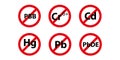 Hazardous Chemicals Prohibition Vector Signs - Safety and Environmental Protection Icons