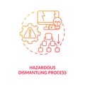Hazardous dismantling process concept icon