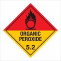 Hazardous HAZMAT Material Label IATA Transportation Subclass 5.2: Organic peroxide oxidizing agent