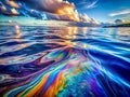 Hazardous Horizontal Oil Spill A WormsEye View of Ocean Pollution and Environmental Disaster Royalty Free Stock Photo
