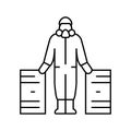 hazardous materials handling line icon vector illustration