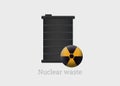 Hazardous nuclear waste. Black barrel with spent plutonium