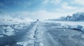 hazardous road conditions due to Icy snow Winter Weather, car after snowstorm on a winter Royalty Free Stock Photo