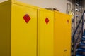 Hazardous storage cabinet in a warehouse where dangerous and flammable products can be stored safely Royalty Free Stock Photo