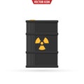 Barrel with nuclear pollution. Hazardous substance concept. Vector illustration.