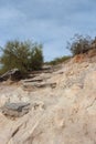 The hazardous, uneven terrian of the Piestewa Summit Trail in the mountains of Phoenix, Arizona