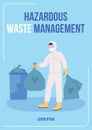 Hazardous waste management poster flat vector template