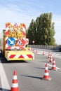 Hazards at roadworks Royalty Free Stock Photo