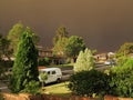 Dark haze over district by bushfires