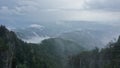 Aerial view on mountain lansdcape and sky with clouds after summer rain Royalty Free Stock Photo