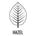 Hazel leaf icon, simple black style