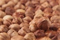 Hazelnut background. Pile of selected hazel close-up. Royalty Free Stock Photo