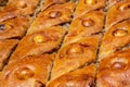 Hazelnut baklava. Close up. Traditional Middle Eastern sweets. Traditional Azerbaijani baklava. local name fyndyk paxlava