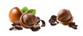 Hazelnut chocolate curls 2 isolated on white background Royalty Free Stock Photo