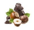 Hazelnut chocolate vertical composition isolated