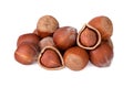 Hazelnut nut isolated on white background. Walnut kernels close up. Royalty Free Stock Photo