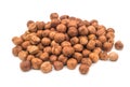 Hazelnut nuts on white background. peeled filbert