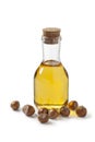 Hazelnut oil and hazelnuts Royalty Free Stock Photo