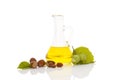 Hazelnut oil on white background. Royalty Free Stock Photo