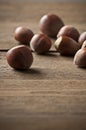 Hazelnut on wood