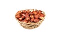 Hazelnuts in basket isolated on white Royalty Free Stock Photo