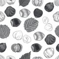 Hazelnuts. Hand drawn illustration. Healthy food natural products vitamins.