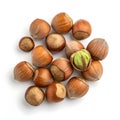 Hazelnuts isolated on white background Royalty Free Stock Photo