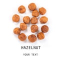 Hazelnuts isolated on white background close-up macro Royalty Free Stock Photo