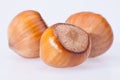 Hazelnuts isolated on white background close up Royalty Free Stock Photo