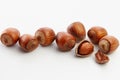 Hazelnuts, with and without shell Royalty Free Stock Photo