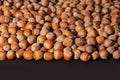 Hazelnuts. Stack of hazelnuts. Food background. Hazelnut on darck background