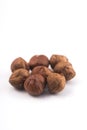Hazelnuts on white background,Healthy food, Nutritious . Royalty Free Stock Photo