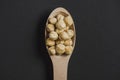hazelnuts wooden spoon. High quality photo